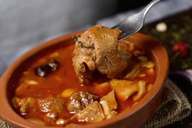spanish callos, a beef tripe stew with chickpeas