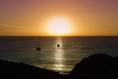 alacakaranlıkta okyanus Lanzarote, Kanarya Adaları, İspanya