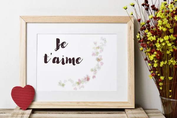 Texto je t aime, Te amo en francés — Foto de Stock