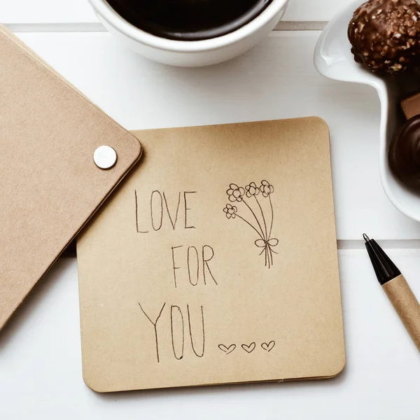 Text love for you in a note — Stock Photo, Image