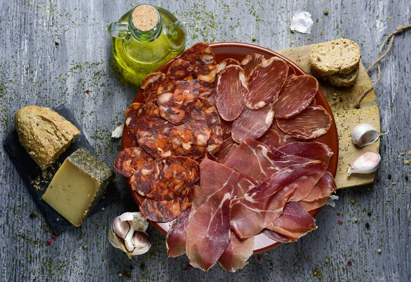 Assortment of spanish cold meats — Stock Photo, Image