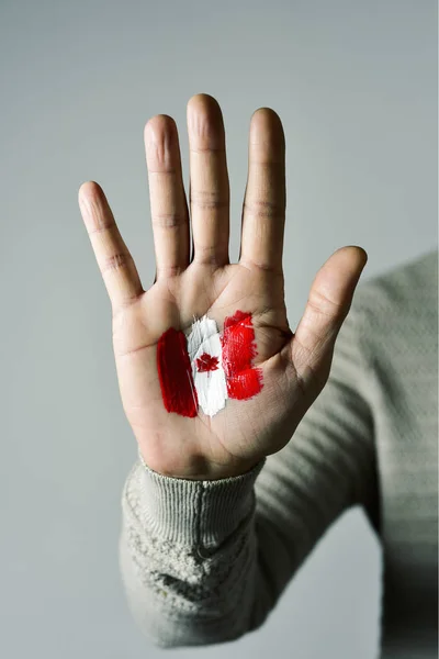 Adam Kanada bayrağı ile — Stok fotoğraf