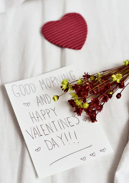 Text good morning and happy valentines day — Stock Photo, Image