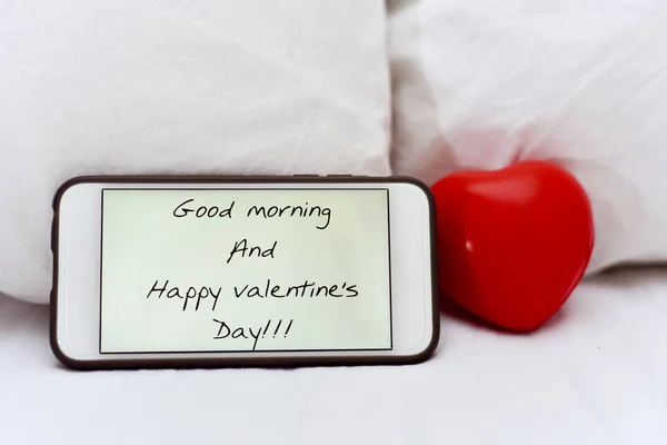 Texto buenos días y feliz día de San Valentín — Foto de Stock