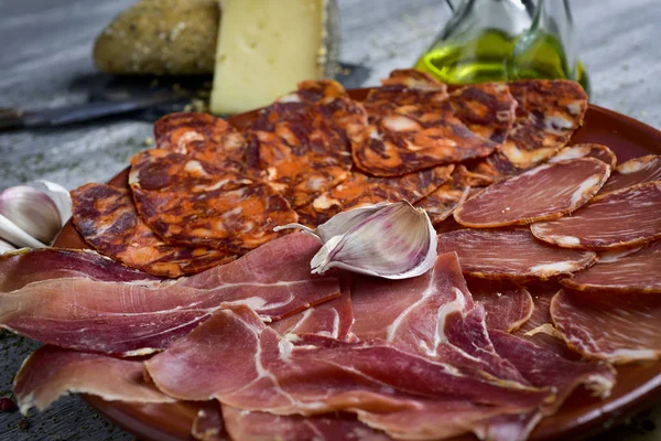 Assortment of spanish cold meats — Stock Photo, Image