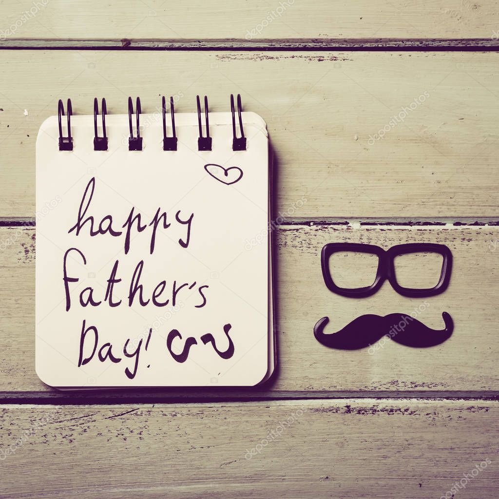 eyeglasses, mustache and text happy fathers day