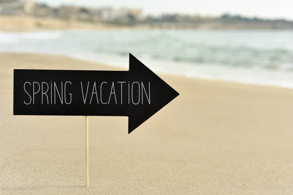 Text spring vacation in signboard — Stock Photo, Image