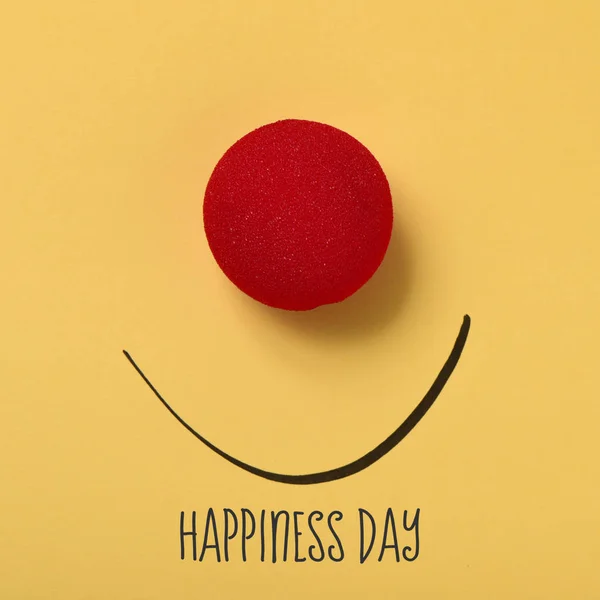 Funny face and text happiness day — Stock Photo, Image