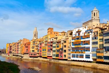 Girona, in Spain, and Onyar River clipart