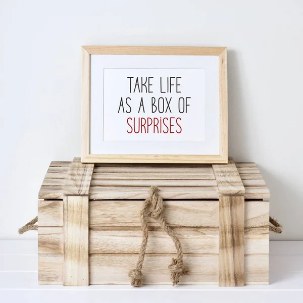 Text take life as a box of surprises — Stock Photo, Image