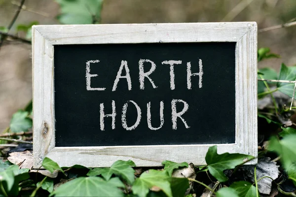 Chalkboard with the text earth hour — Stock Photo, Image