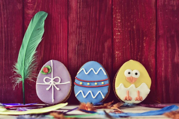 Cookies decorated as easter eggs — Stock Photo, Image