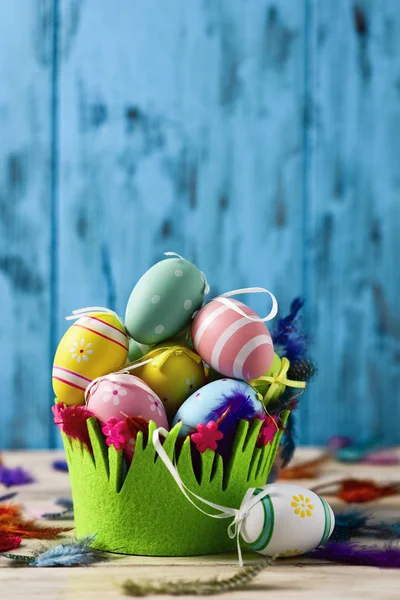 Decorated easter eggs of different colors — Stock Photo, Image