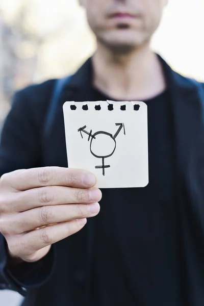 Ο άνθρωπος και transgender σύμβολο — Φωτογραφία Αρχείου