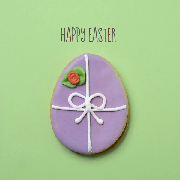 Texto feliz Pascua y huevo decorado — Foto de Stock