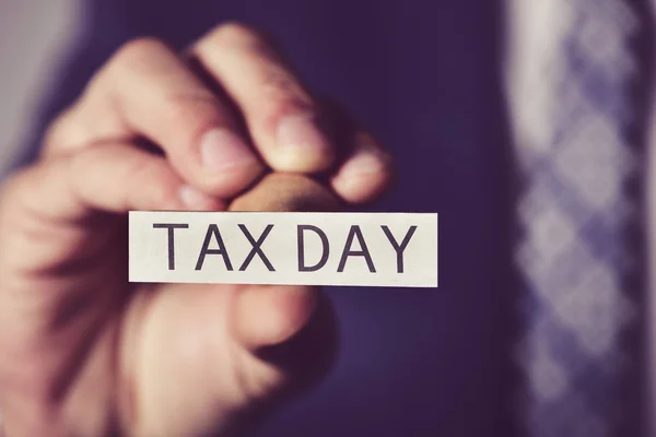 Man and text tax day — Stock Photo, Image