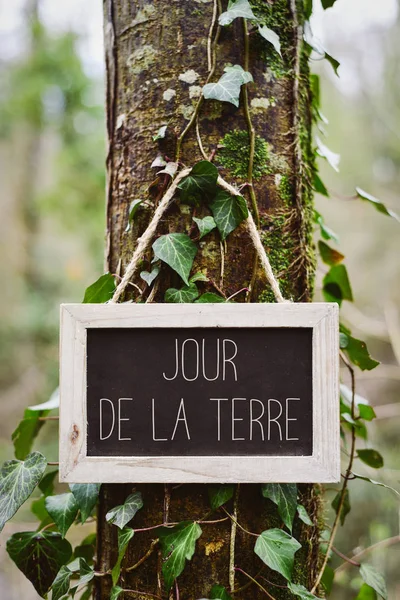 Текст jour de la terre, день земли на французском языке — стоковое фото