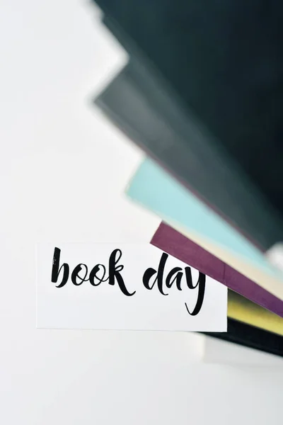 Livros e dia do livro texto — Fotografia de Stock