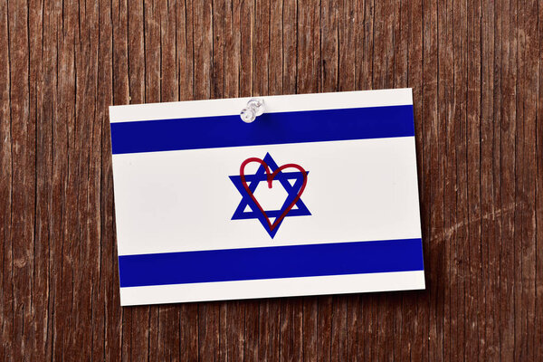 flag of israel with a heart drawn in it