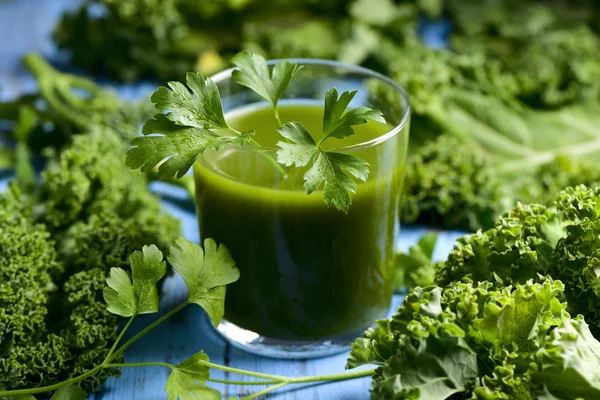 Glass with kale smoothie — Stock Photo, Image