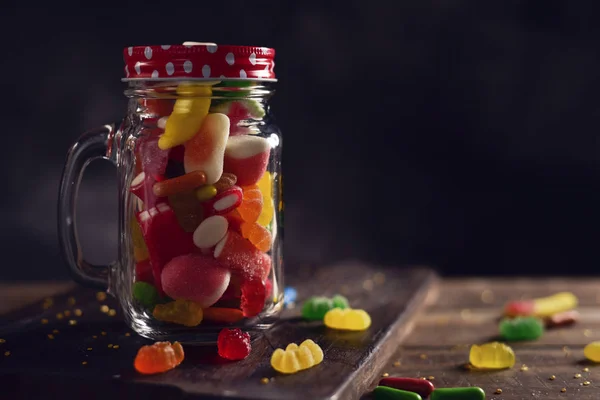 Candies in a mason jar — Stock Photo, Image