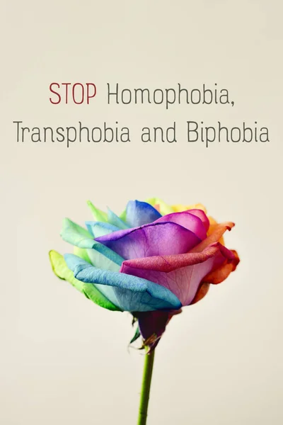 Texten stop homofobi, transfobi och biphobia — Stockfoto