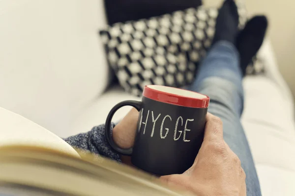 Hygge, danska word för komfort eller njuta av — Stockfoto