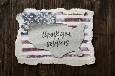 text thank you soldiers and flag of USA clipart