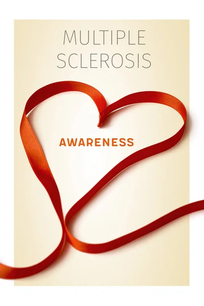 Orange ribbon and text multiple sclerosis awareness — Stock Photo, Image