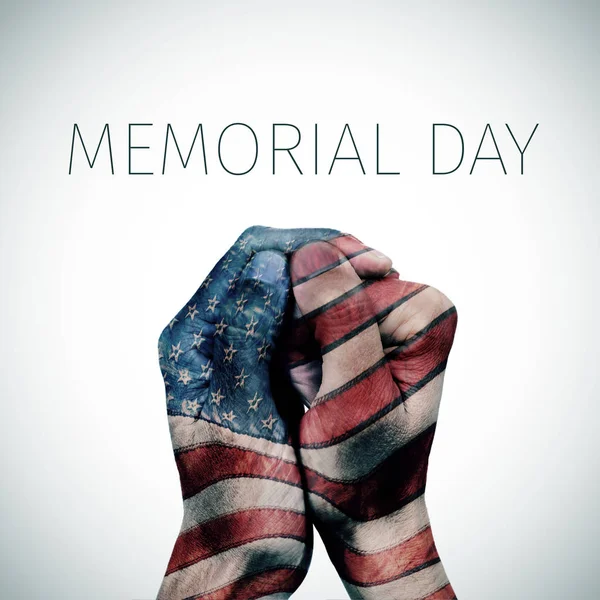 Text memorial day and american flag — Stock Photo, Image