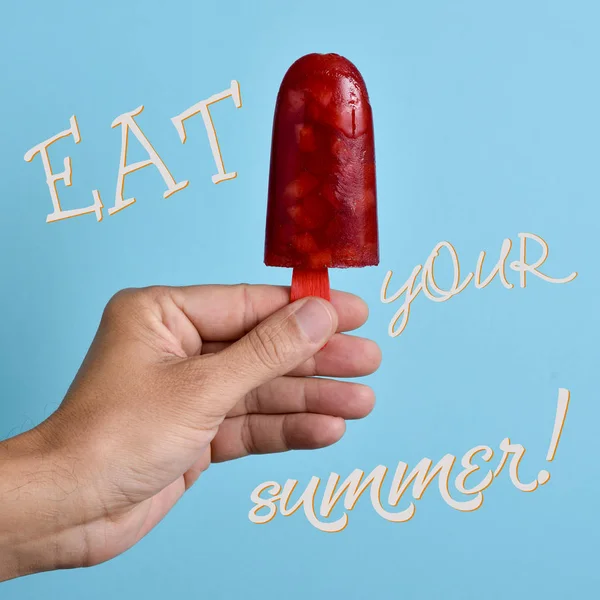 Text jíst vaše letní — Stock fotografie