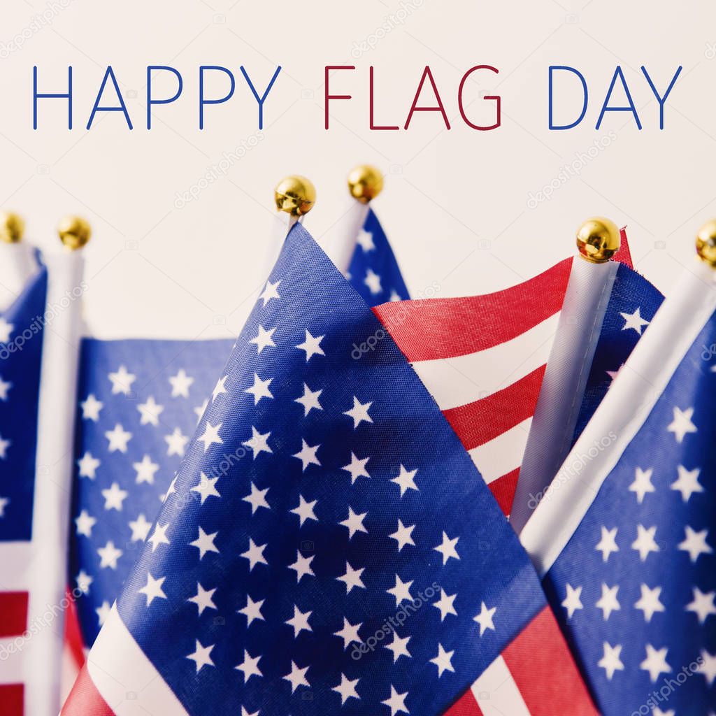 text happy flag day and american flag