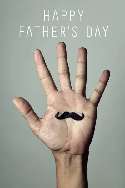 Dzień szczęśliwy ojców wąsy i tekst — Zdjęcie stockowe