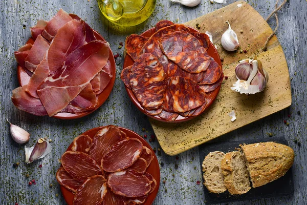 Assortment of spanish cold meats — Stock Photo, Image