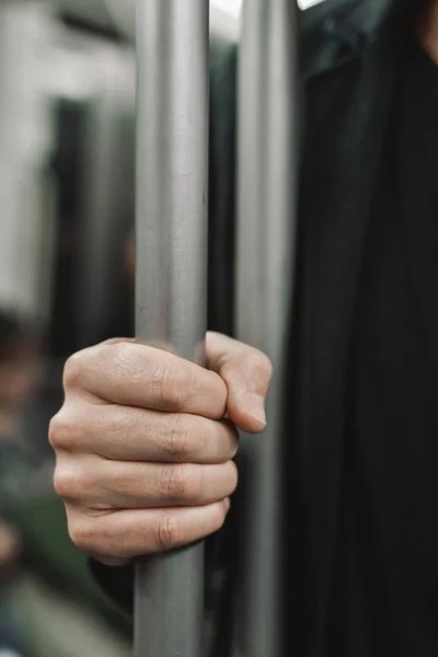 Young man in a train car — Stock Photo, Image