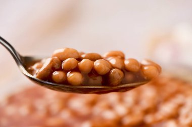 spoon with baked beans clipart