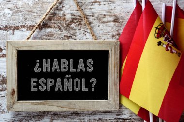 question hablas espanol? do you speak Spanish? clipart