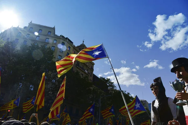 Katalanische Unabhängigkeitskundgebung in Barcelona, Spanien — Stockfoto