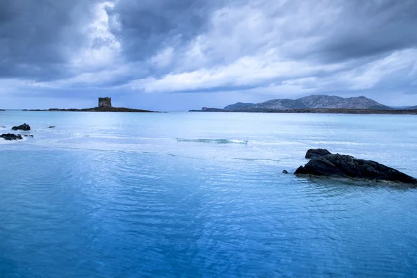 Une Vue Sur Plage Spiaggia Della Pelosa Sardaigne Italie Avec — Photo