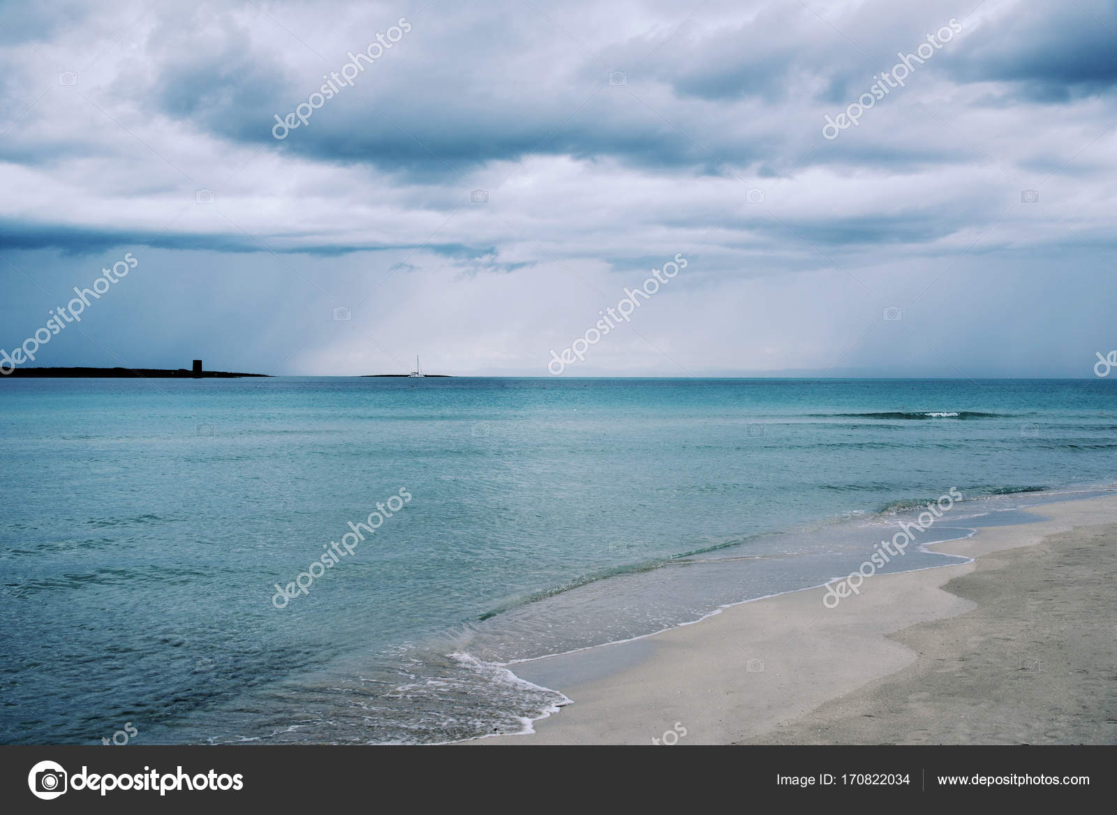 Spiaggia Della Pelosa Beach In Sardinia Italy Stock Photo