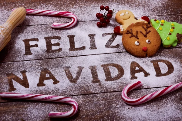 Testo feliz navidad, buon Natale in spagnolo — Foto Stock