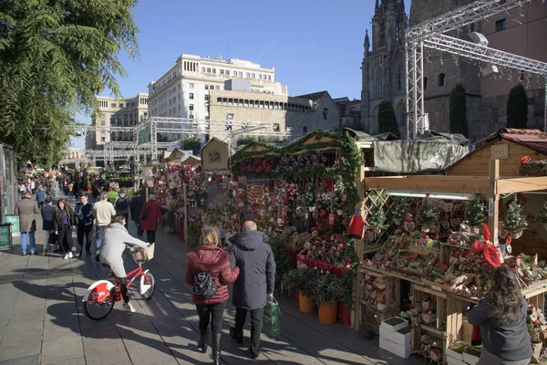 Santa Llucia Christmas market in Barcelona, Spain — Stock Photo, Image