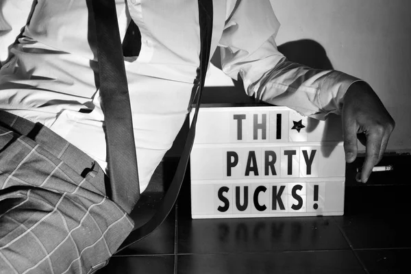 Text this party sucks in a lightbox — Stock Photo, Image