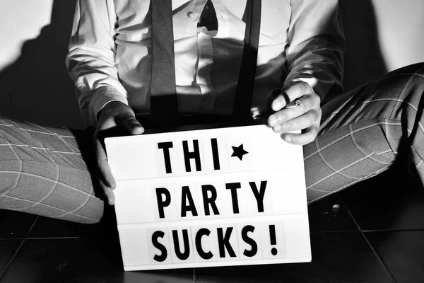 Text this party sucks in a lightbox — Stock Photo, Image