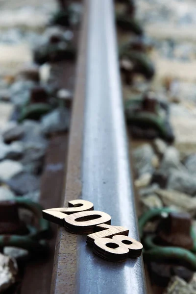 Nummer 2018, als het nieuwe jaar, op het spoor — Stockfoto