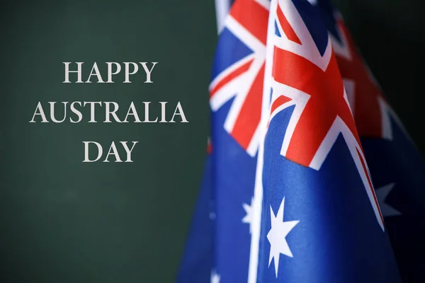 Bandiere di Australia e testo felice giorno australia — Foto Stock
