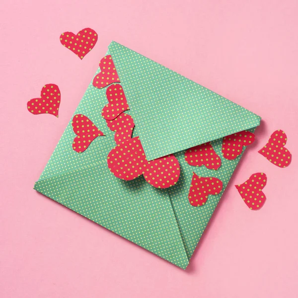 Hearts coming out from an envelope — Stock Photo, Image