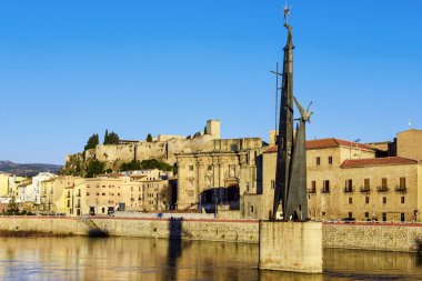 view of Ebro River and Tortosa, in Spain clipart