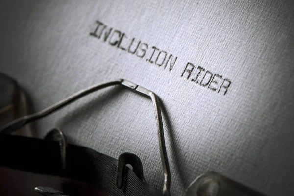 Text inclusion rider written with a typewriter — Stock Photo, Image