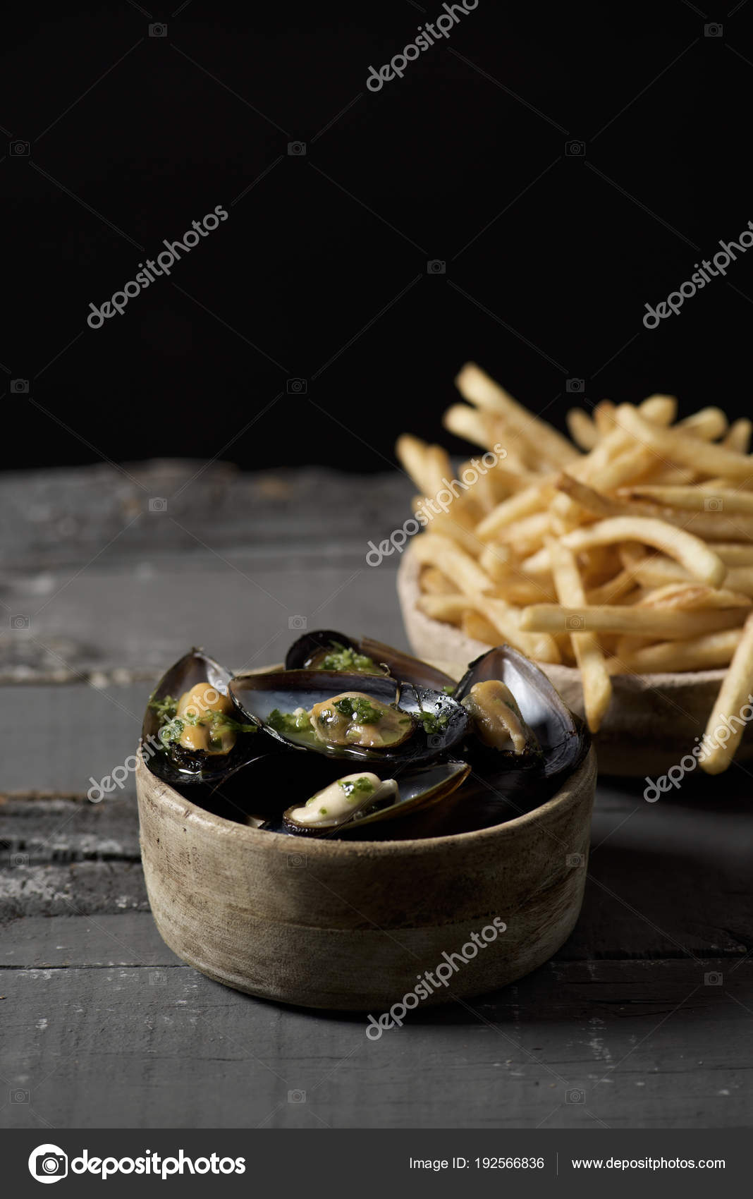 Moulesfrites, typical Belgian mussels and frie Stock Photo by ©nito103